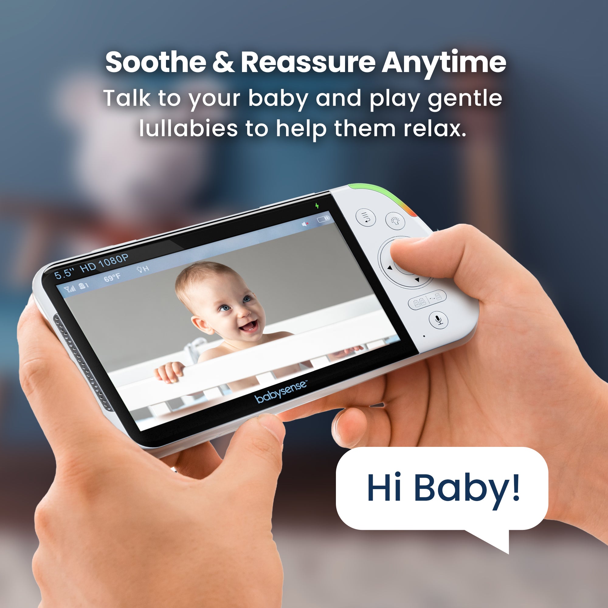 Babysense PRO: Video Baby Monitor with 1 Camera, Non Wifi, Split Screen, Night Light & Sound Machine