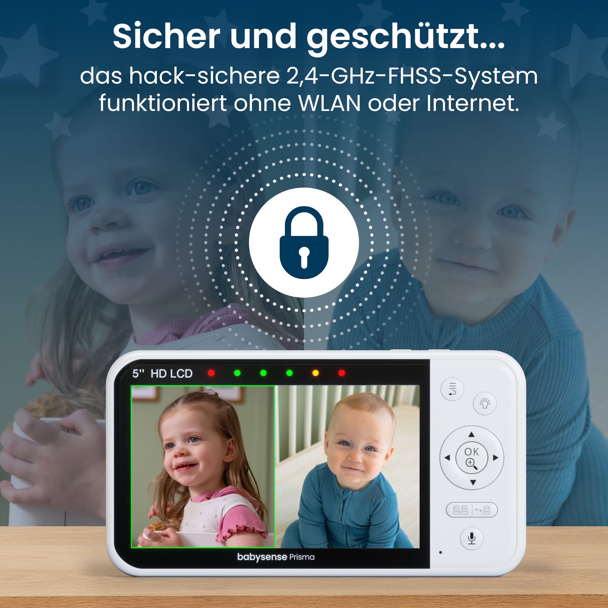 Babysense Prisma: Video Baby Monitor with 1 Camera, Non Wifi, Split Screen, Night Light & Sound Machine