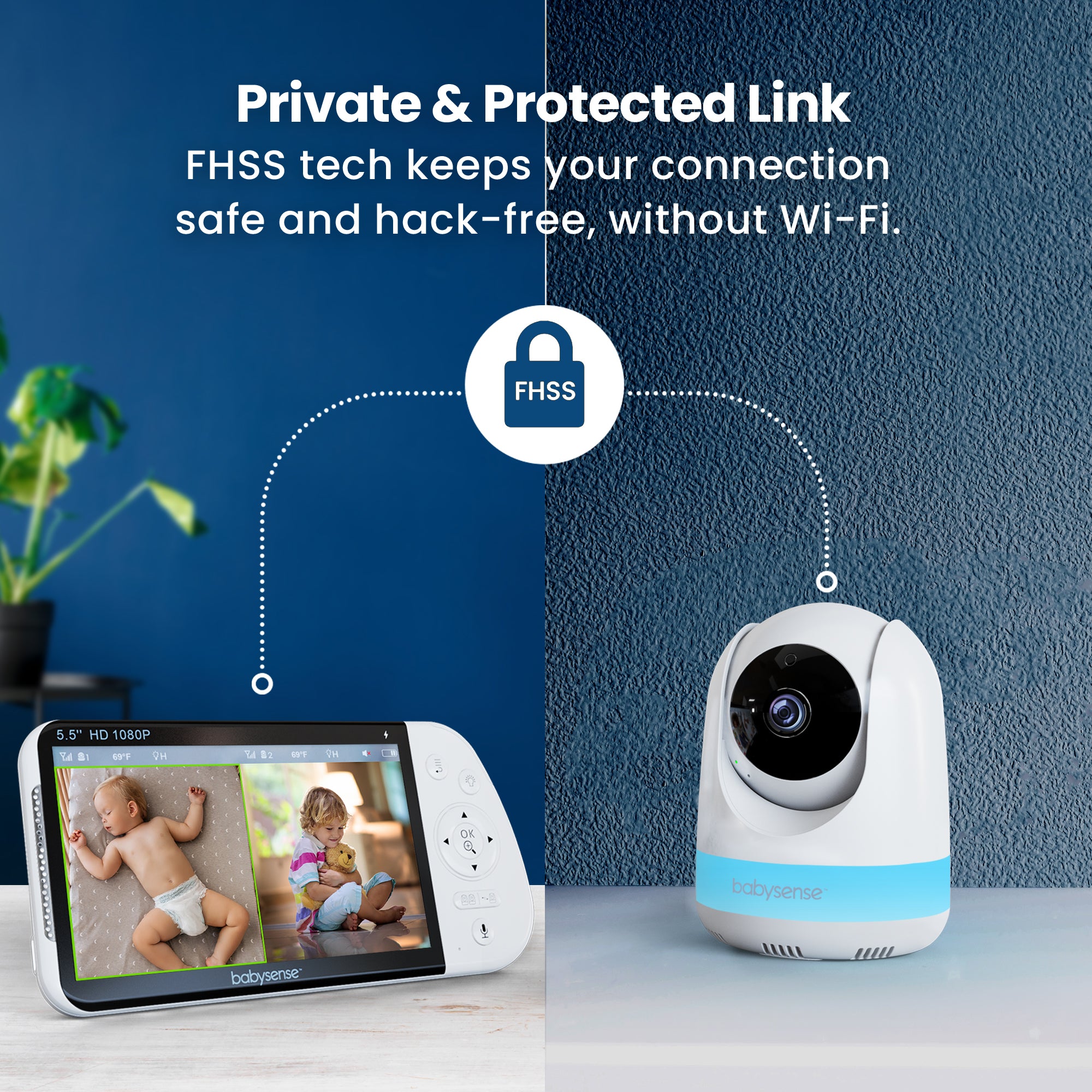 Babysense PRO: Video Baby Monitor with 1 Camera, Non Wifi, Split Screen, Night Light & Sound Machine
