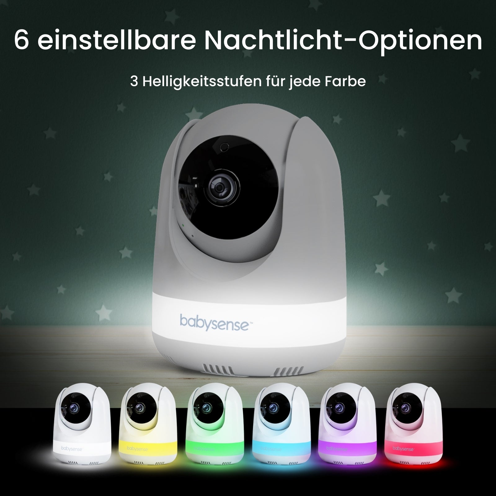 Babysense PRO: Babyphone Mit 3 Kameras, Ohne Wlan, Geteilte Bildschirm, Nachtlicht & Weißesrauschen
