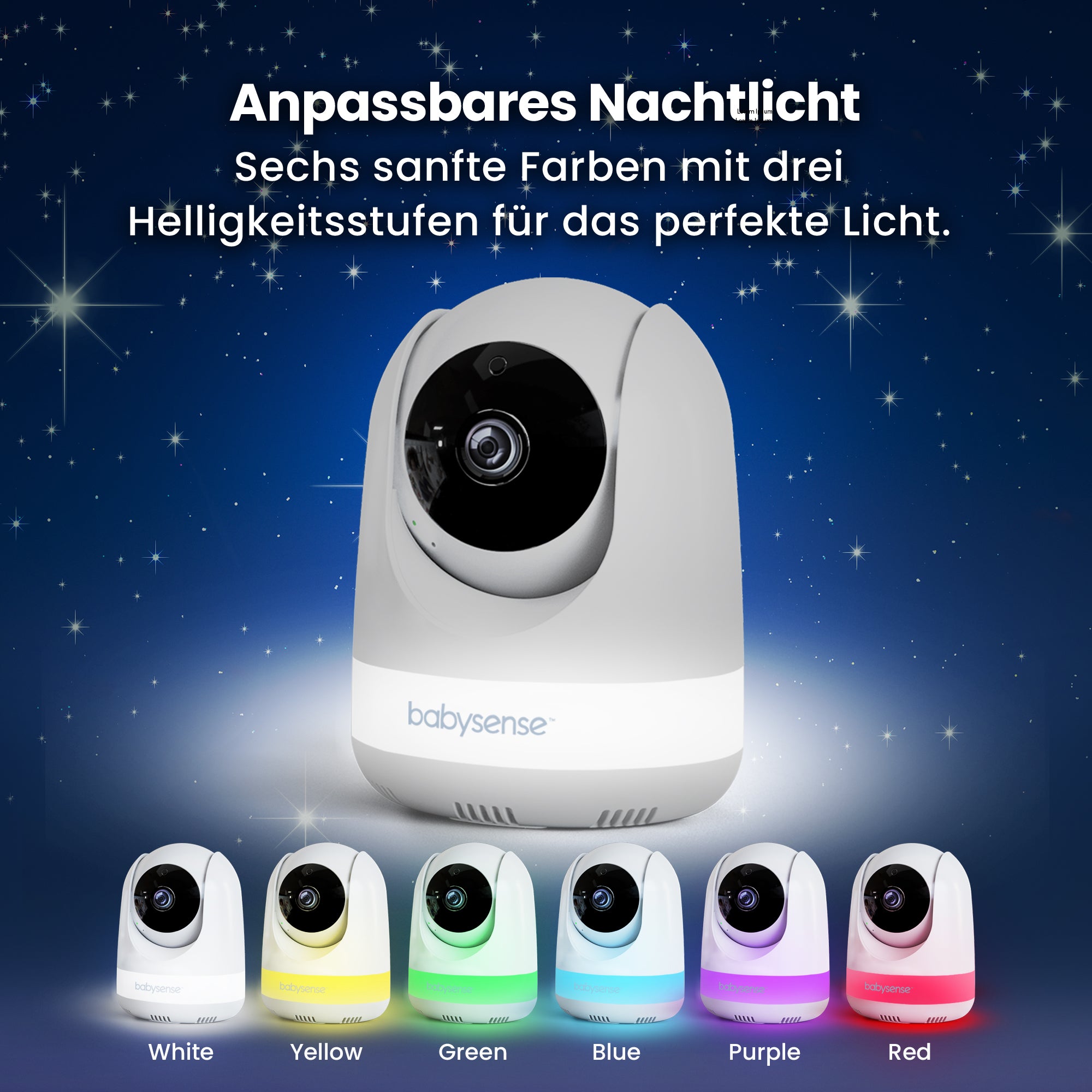 Babysense PRO: Video Baby Monitor with 2 Cameras, Non Wifi, Split Screen, Night Light & Sound Machine